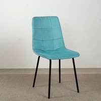 Chaise de salle à manger en tissu pour usage domestique, dossier carré capitonné, ergonomique, sans accoudoirs, avec pieds en métal robuste pour espace repas