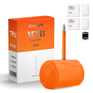 Cámara de Aire para Bicicleta de Montaña CYCLAMI, TPU Especial, Ultraligera, 63g, con Válvula Presta para Neumáticos Tubulares de 26/<span class=keywords><strong>27.5</strong></span>/29 Pulgadas - Product Image 1
