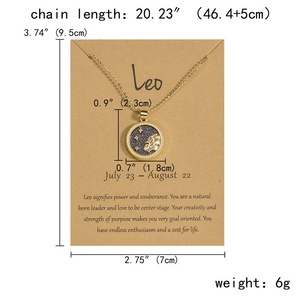 2 adet gündüz ve gece 12 zodyak dilek kartı takı yuvarlak burç astroloji ay yıldız kolye altın kaplama zodyak burcu BFF kolye - Product Image 5
