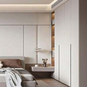 เฟอร์นิเจอร์ห้องนอนสไตล์มินิมอลสีขาวทันสมัย ตู้เสื้อผ้าไม้ทาสีสั่งทำขนาดพิเศษ สำหรับการปรับแต่งทั้งบ้าน ดีไซน์ใหม่ - Product Image 2