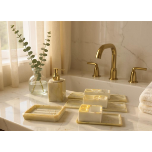 Oro bianco tradizionale elegante resina e ceramica set da bagno per la casa e l'arredamento dell'hotel nuovo numero di modello - Product Image 5