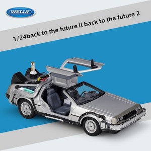 Modèle de voiture DeLorean en alliage moulé sous pression à l'échelle 1:24, inspiré de la série À l'avenir, avec portes ouvrantes, contrôle de la force, dans un coffret cadeau coloré - Product Image 5