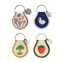 Porte-clés personnalisé avec logo brodé pour femmes, étiquette de clé en tissu double face personnalisée, badge en sergé, porte-clés, cadeau pour la fête des mères