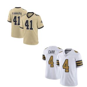 Maillot de football américain pour jeunes hommes New Orleans 41 Alvin Kamara 4 Derek Carr Maillot respirant à manches courtes cousu - Product Image 1