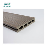 Cubierta hueca Wpc con grano de madera, impermeable, antideslizante, coextrusión, Bpc, compuesto de suelo de ingeniería, 142x24mm