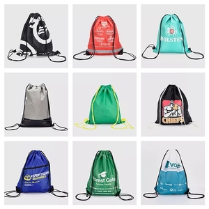 도매 210D 폴리 에스테르 졸라매는 끈 배낭 사용자 정의 방수 체육관 스포츠 가방 재사용 가능한 기능 로고 편지 패턴 쇼핑 - Product Image 6