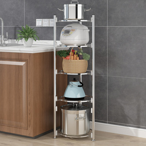 Estante de Almacenamiento de Cocina de Acero Inoxidable, Multi-Nivel, Triangular, de Esquina, para Ollas, Diseño Minimalista - Product Image 1