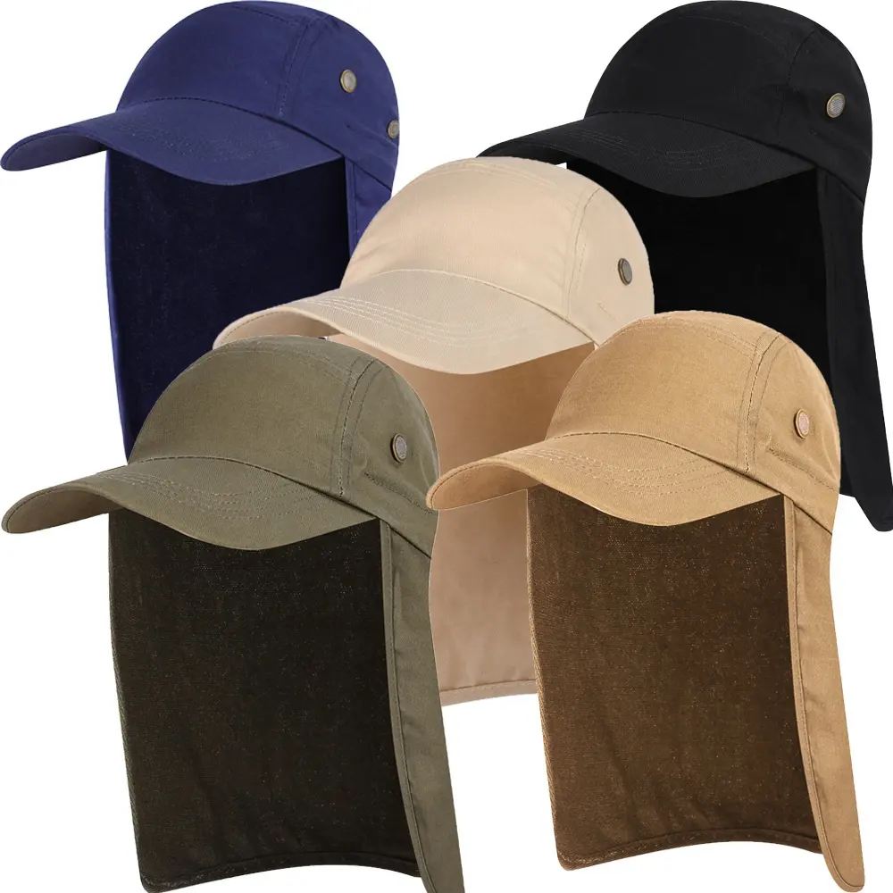 Unisex Vishoed Zonneklep Muts Outdoor Upf 50 Zonwering Met Afneembare Oor Nek Flap Cover Voor Wandelen Kamperen Vissen