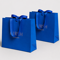 Sacs en papier personnalisés de luxe bleu et or pour cosmétiques, vêtements et emballages – Sacs shopping sur mesure pour l'habillement