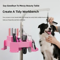 Table de toilettage pour animaux en plastique, station de toilettage, support de suspension pour tiges, boîte de rangement pour outils, multifonctionnelle, pratique, ciseaux, peigne
