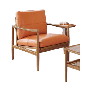 Kursi santai dengan kursi kulit nyaman untuk balkon ruang tamu kamar tidur kursi lapis kain lembut dengan rangka kayu padat - Product Image 6