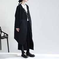 Nouvelle Veste d'Hiver Femme en Coton et Laine, Col en V, Coupe Ample, Style Patchwork Simple et Élégant, Design Original, Couleurs Contrastées