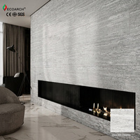 Pierre flexible ignifuge pour la décoration murale des projets de villas et d'hôtels, travertin MCM, faux placage souple artificiel, panneau de revêtement