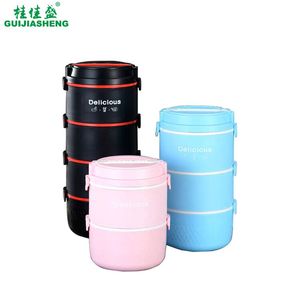 Lunchbox GUIJIASHENG New Design Multi Layers Stainless Steel Food Storage Bento Box with Handle Plastic Tiffin Box