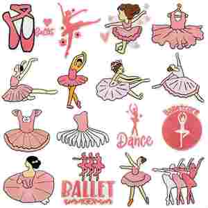 Parche Termoadhesivo de Bordado Computarizado, Serie Rosa de Dibujos Animados, Arte de Danza, Bailarina, Decoración para Prendas - Product Image 1