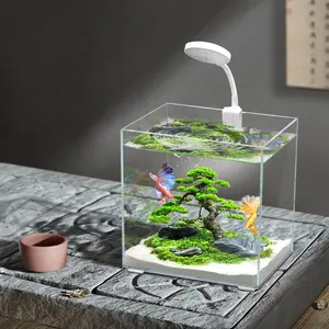 YEE Factory Wholesale Bedroom Desktop Small Acrylic Betta Goldfish Aquarium Fish Tank Aquarium