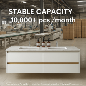 Lavabo da Bagno Sospeso in Ceramica di Lusso Stile Moderno Italiano con Specchio LED e Mobile in Acciaio Inox 304 per Villa - Product Image 6