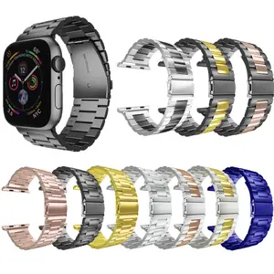 Banda de acero inoxidable 42mm 44mm 38mm 40mm <span class=keywords><strong>Correa</strong></span> de pulsera de metal <span class=keywords><strong>para</strong></span> <span class=keywords><strong>IWatch</strong></span> 5/4/3/2/1/ Three Link Band - Product Image 1