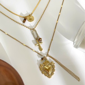 Collana Vintage di Lusso con Ciondolo a Cuore e Croce in Acciaio Inossidabile, Moneta <span class=keywords><strong>Antica</strong></span> e Perline, Gioiello Versatile con Pietre Naturali per Donne - Product Image 6