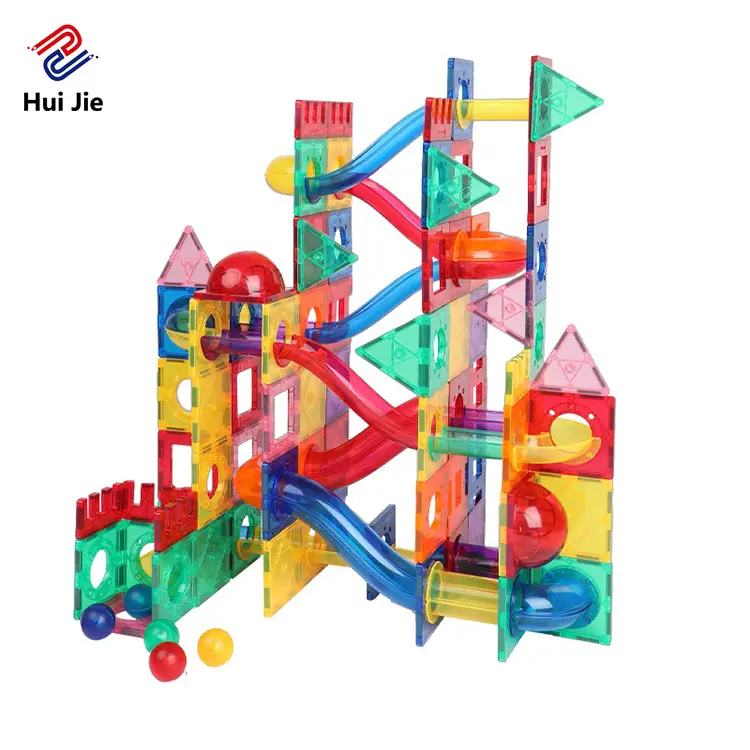 Toptan plastik malzeme mıknatıs oyuncak spipeline run blokları manyetik mermer run oyuncak seti çocuklar için