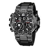 Jam Tangan Sport SMAEL CHARM Quartz 1803B Analog-Digital Layar LED Stopwatch Alarm Kronograf Tahan Air 5BAR 46mm
