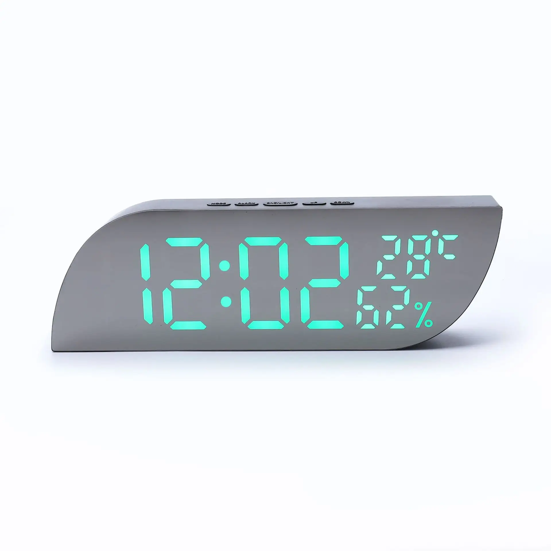 Horloge miroir LED USB Plug in AAA Pile de secours Snooze Réveil numérique avec affichage de la température de la date pour la chambre à coucher