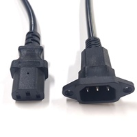 Câble d'alimentation CA en caoutchouc IEC C14 à montage sur panneau vers IEC C13 à angle droit, rallonge principale pour serveurs informatiques et PDU