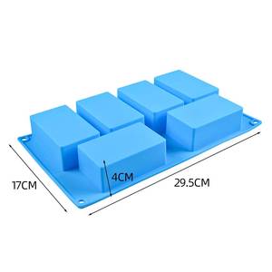 MUYULINS Factory 6-Cavity Rectangular Shape Maker LFGB Platinum Non-Stick BPA-Free Silicone <b>Soap</b> Mold - Product Image 4