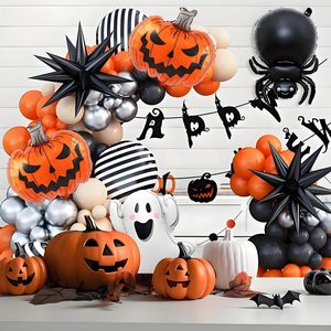 Palloncini in Foil di Halloween: Set di Fantasmi, Pipistrelli, Scheletri, Ragni e Zucche <span class=keywords><strong>per</strong></span> Decorazioni di Feste di Compleanno <span class=keywords><strong>per</strong></span> Bambini, Articoli a Tema Trick or Treat - Product Image 5