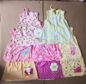 Liquidación de Vestidos para Niños, Vestido sin Mangas de Algodón con Estampado de Dibujos Animados para Bebés, Venta al por Mayor en Verano - Product Image 3