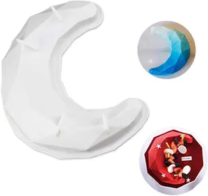 Molde de silicone em forma de lua para bolo, molde para fondant de diamante, lua, recipiente, faça você mesmo