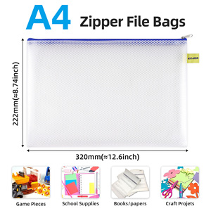 Precio de fábrica A4 malla cremallera archivo documento bolsa transparente impermeable juguete organizador bolsas gran almacenamiento para documentos de papel - Product Image 3