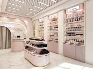 Muebles Ecológicos y Modernos para Tiendas de Cosméticos, Mesa de Maquillaje de Madera Sostenible con Iluminación LED, Exhibidor de Perfumes Sostenible - Product Image 3