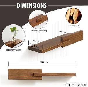 4.5D X 15W pulgadas Sala de estar Cocina Decoración Juego de 2 estantes de pared reversibles modernos - Product Image 5