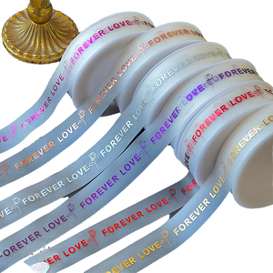 Cinta de Regalo de Poliéster Esmerilado Semitransparente con Diseño Floral para Decoración de Ramos de Boda China, Amor Eterno - Product Image 4