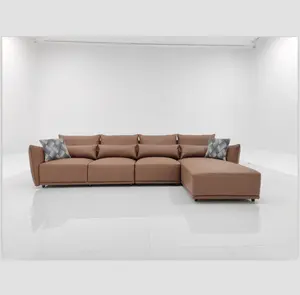 Large corner sofa leather L-shaped combination sofa set modern simple design living room small apartment leather art furniture