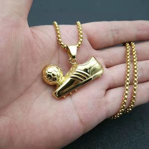 Collar con colgante de zapato de fútbol yunnique, cadena de regalo de joyería Hip Hop para hombre de acero inoxidable dorado, 3mm, 61cm - Product Image 5