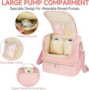Bolsa Térmica para Leche Materna, Bolsa de Viaje con Paquete de Hielo para 6 Biberones, Doble Capa Aislada con Cierre de Cremallera - Product Image 4