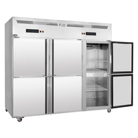 Congélateur vertical commercial à six portes, à température unique, congélation rapide, -25°C, refroidissement par air, contrôle numérique, dégivrage automatique 18
