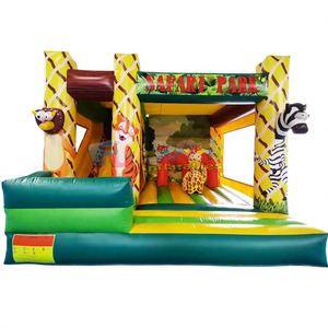 Castillo inflable comercial para niños, tipo safari, con tobogán. - Product Image 1