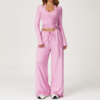 Ensemble 2 pièces de vêtements de sport personnalisés pour femmes : débardeur T-Line et pantalon ample à cordon de serrage, séchage rapide, pour le tennis, la course, la gym et le yoga