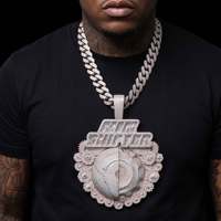 Colgante de reloj de lujo de plata 925 con moissanita estilo hip-hop, colgante personalizado, resistente al agua e hipoalergénico, probado con detector de diamantes.