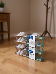 Scarpiera a 4 livelli in plastica, autoportante, minimalista, moderna, mobile da soggiorno, contenitore per scarpe - Product Image 2