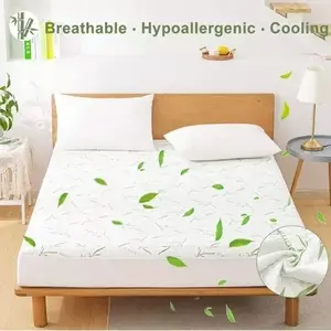 Protège-matelas en bambou taille King, imperméable, lavable en machine, protection de lit pour adultes, toutes saisons, style minimaliste - Product Image 5