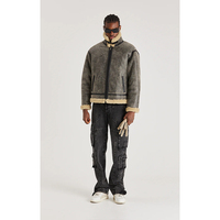 Blouson d'aviateur classique en cuir véritable vintage pour hommes, doublure chaude en fausse fourrure, manteau à fermeture éclair de service ODM OEM d'automne