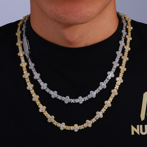 Hip Hop Style Link Chain Tennis <b>Choker</b> Diamond Necklace Bracelet Gold Plated Zircon on Brass for Men and Women Engagement - Product Image 2