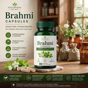 Cápsulas Naturveda Premium Brahmi, 60 Cápsulas Vegetales, Suplemento Herbal Ayurvédico, Fórmula Natural para el Bienestar Cerebral, Naturveda Natural - Product Image 1