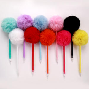 Dễ thương Pompom bút bi Kawaii sang trọng Fluffy bóng bút trường văn phòng phẩm sinh viên giải nén Sổ tay bút bán buôn cô gái Quà Tặng - Product Image 1