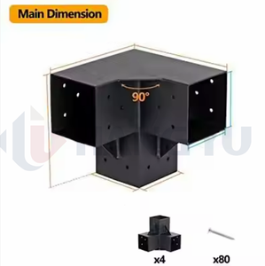Pérgola recubierta de polvo negro de gran capacidad, soporte de esquina, producto de fabricación de chapa metálica para accesorios de pared de cortina - Product Image 3