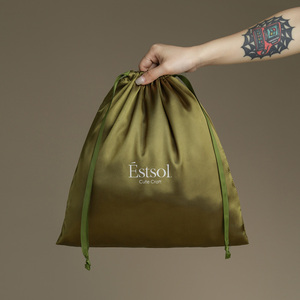 <span class=keywords><strong>Sac</strong></span> à cordon personnalisé Estsol avec logo imprimé, en <span class=keywords><strong>tissu</strong></span> satiné vert foncé léger, pour cadeaux, bijoux, <span class=keywords><strong>emballage</strong></span> anti-poussière - Product Image 5